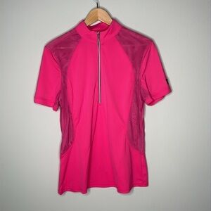 FITS Riding 1/4 Zip Short Sleeve Sun Shirt in Pink Women's Size XL